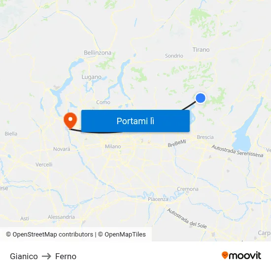 Gianico to Ferno map