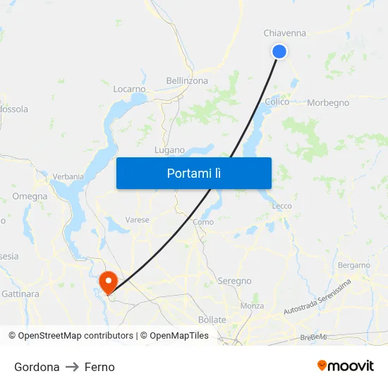 Gordona to Ferno map
