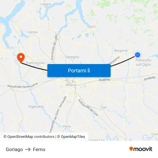 Gorlago to Ferno map