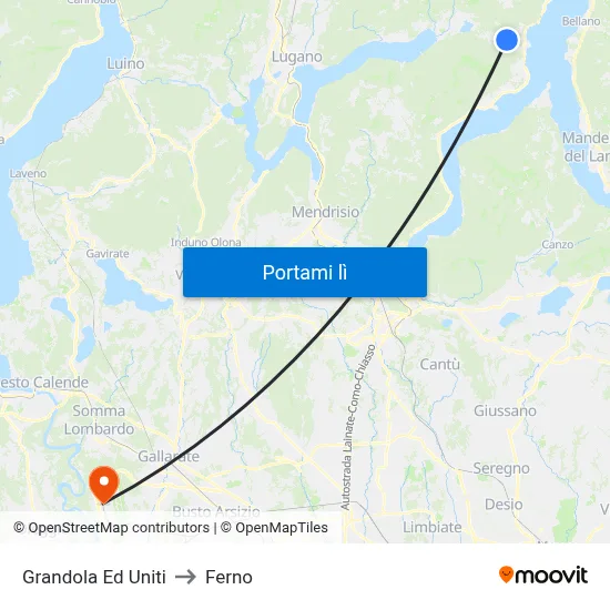 Grandola Ed Uniti to Ferno map