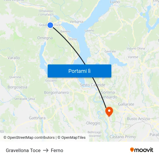 Gravellona Toce to Ferno map