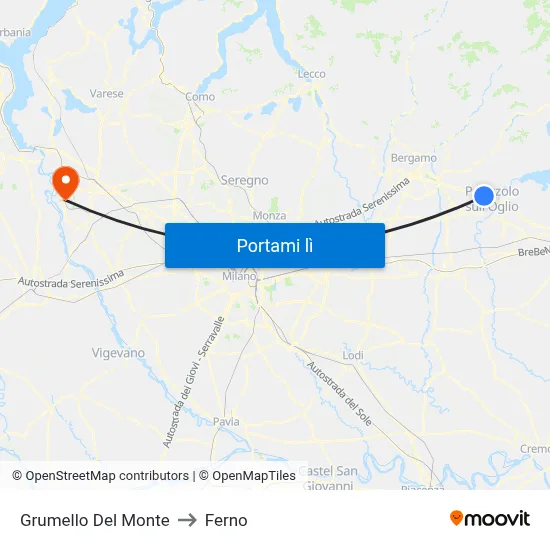 Grumello Del Monte to Ferno map