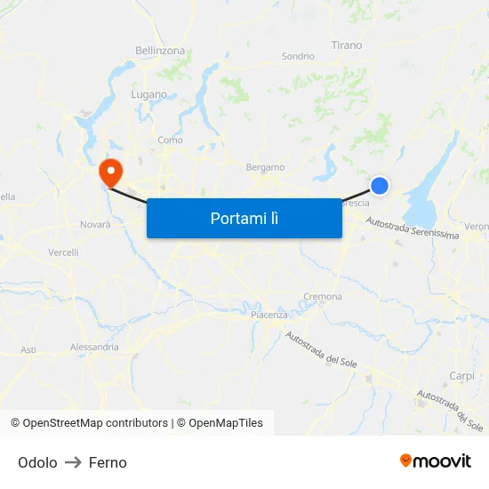 Odolo to Ferno map