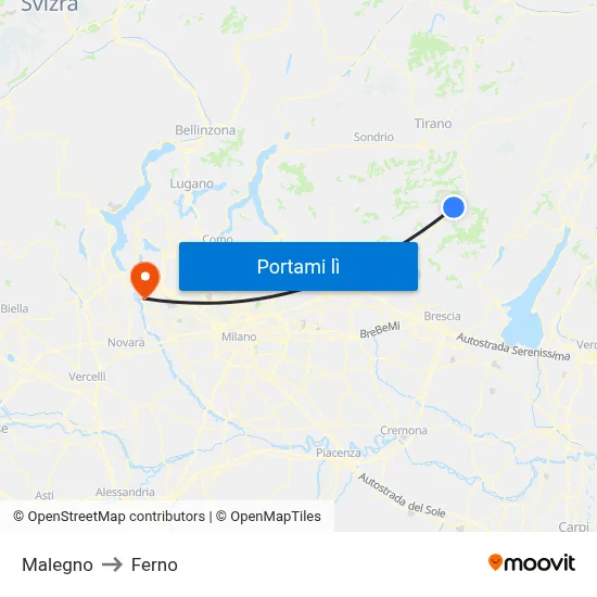 Malegno to Ferno map
