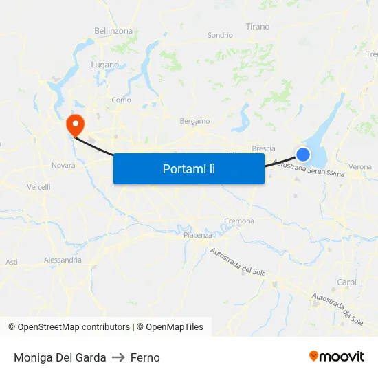 Moniga Del Garda to Ferno map
