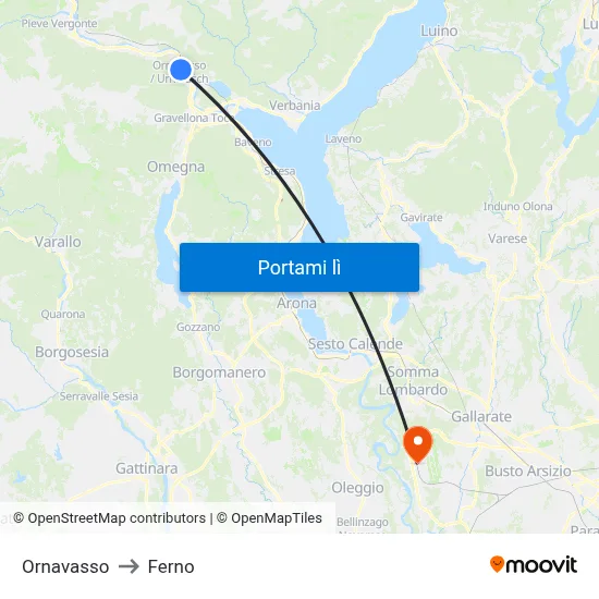 Ornavasso to Ferno map