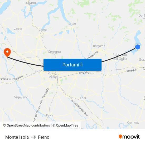 Monte Isola to Ferno map