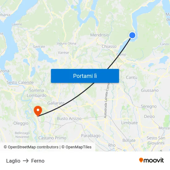 Laglio to Ferno map