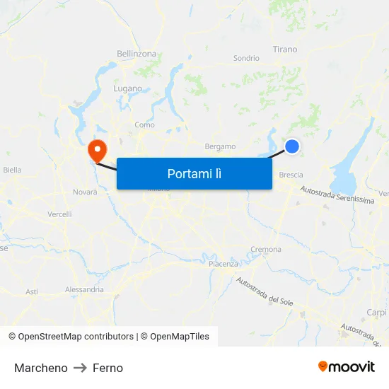 Marcheno to Ferno map