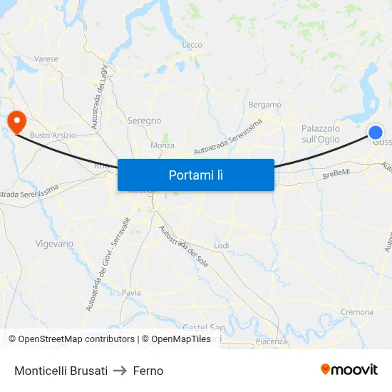 Monticelli Brusati to Ferno map