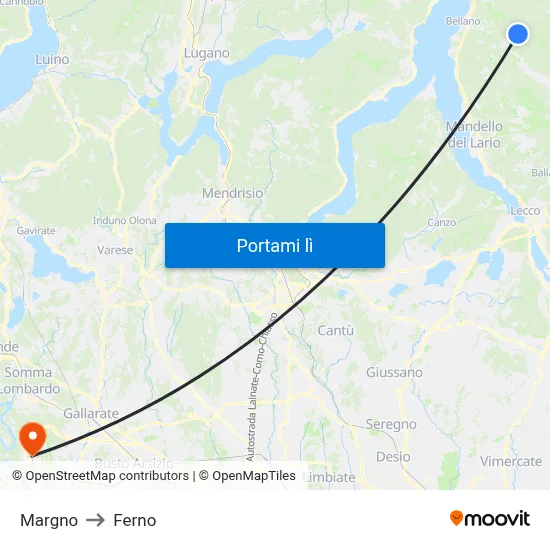 Margno to Ferno map