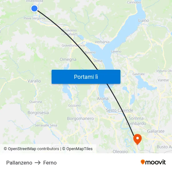 Pallanzeno to Ferno map