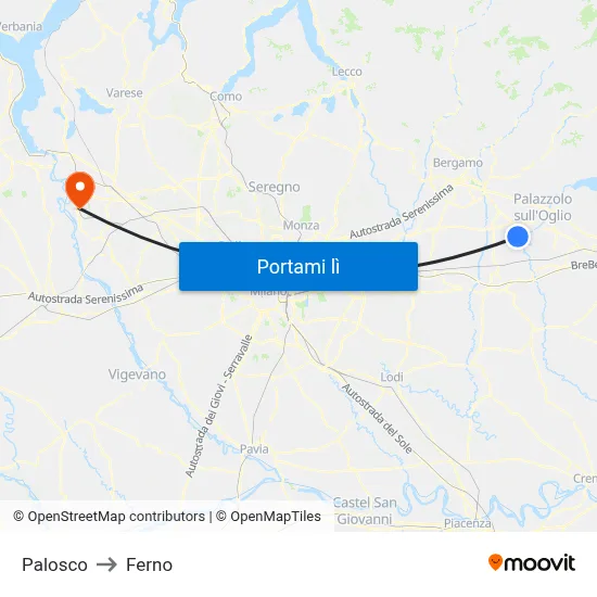 Palosco to Ferno map