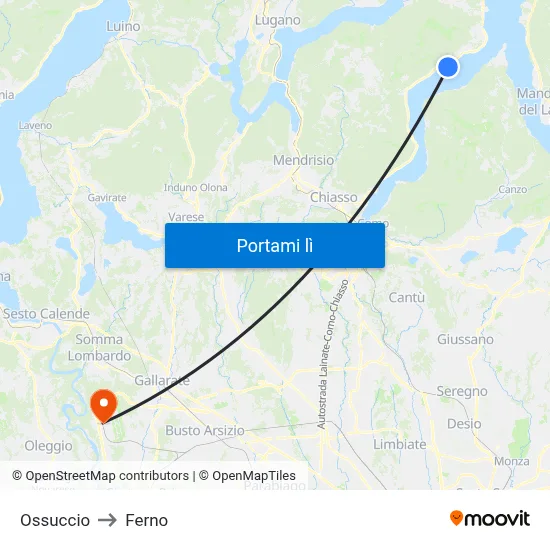 Ossuccio to Ferno map