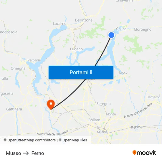 Musso to Ferno map
