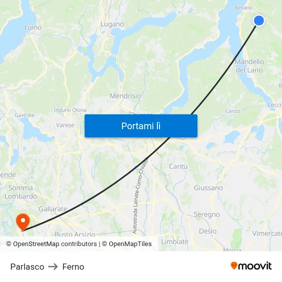 Parlasco to Ferno map