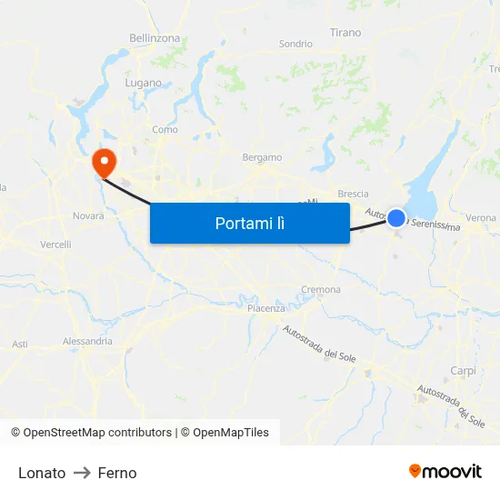 Lonato to Ferno map