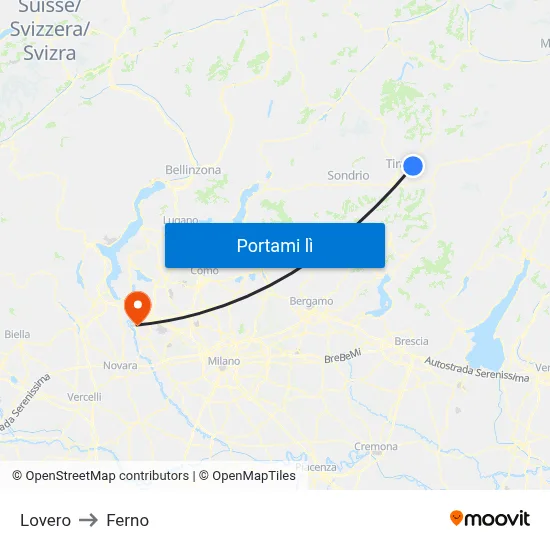 Lovero to Ferno map