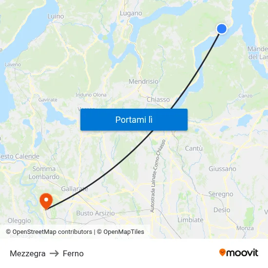 Mezzegra to Ferno map