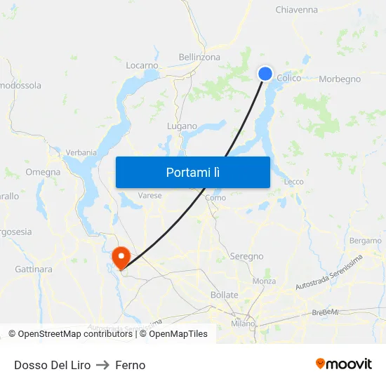 Dosso Del Liro to Ferno map