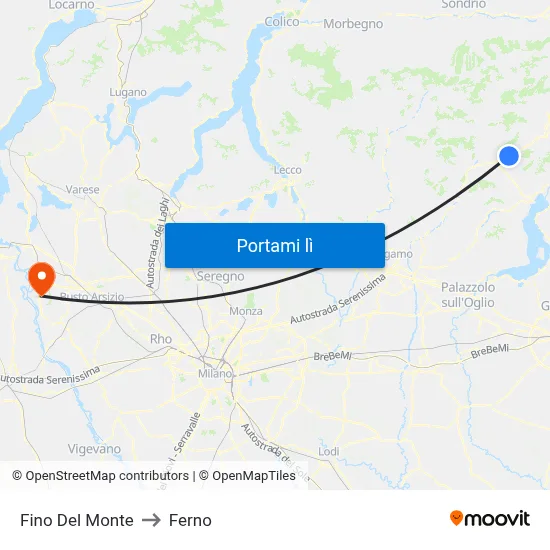 Fino Del Monte to Ferno map