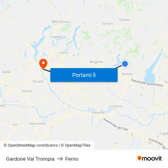 Gardone Val Trompia to Ferno map
