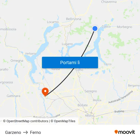 Garzeno to Ferno map