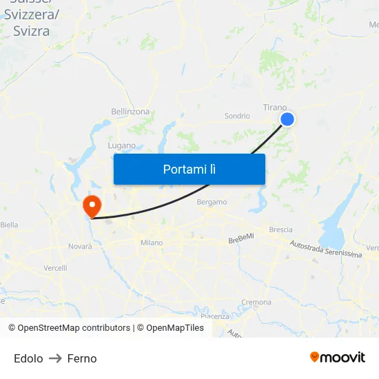 Edolo to Ferno map
