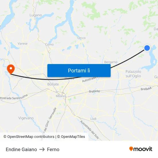 Endine Gaiano to Ferno map