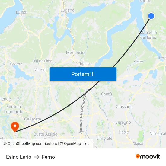 Esino Lario to Ferno map
