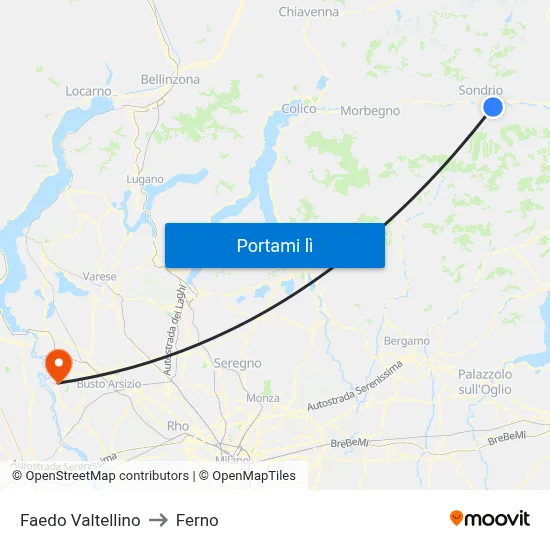 Faedo Valtellino to Ferno map