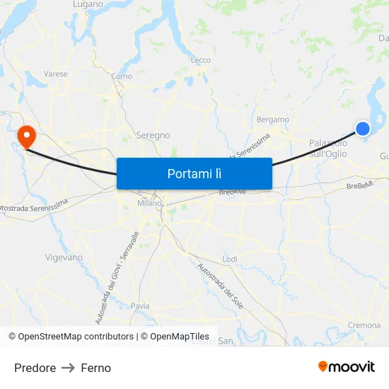 Predore to Ferno map
