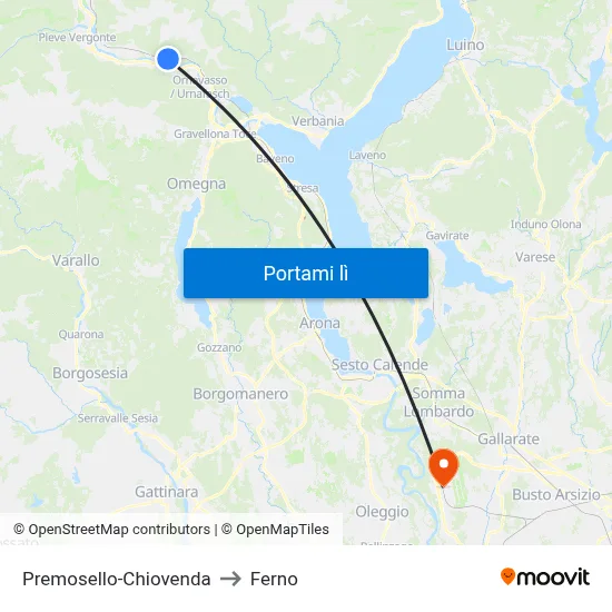 Premosello-Chiovenda to Ferno map