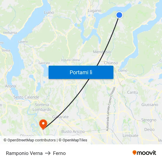 Ramponio Verna to Ferno map