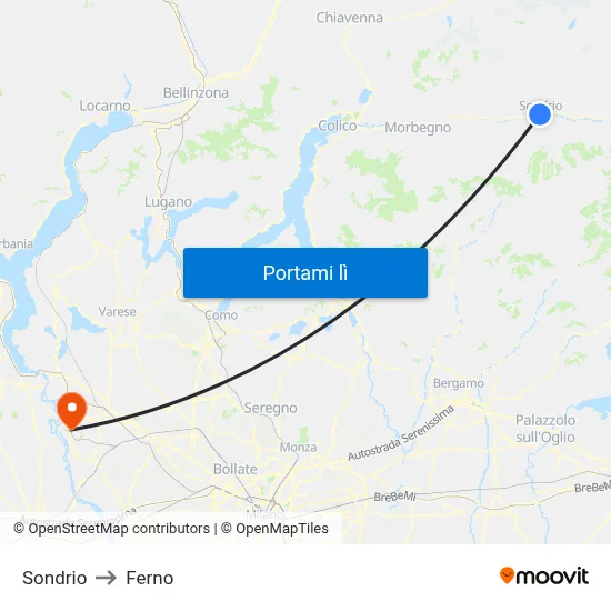 Sondrio to Ferno map