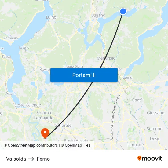 Valsolda to Ferno map