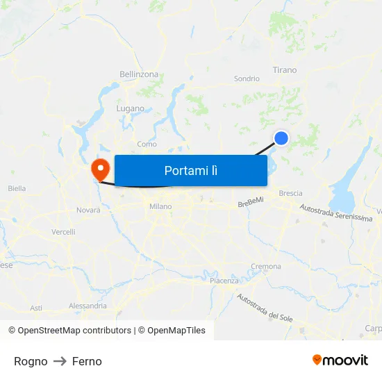 Rogno to Ferno map