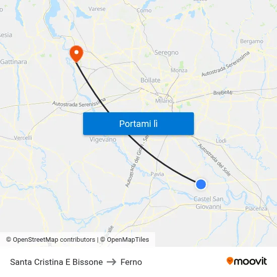 Santa Cristina E Bissone to Ferno map