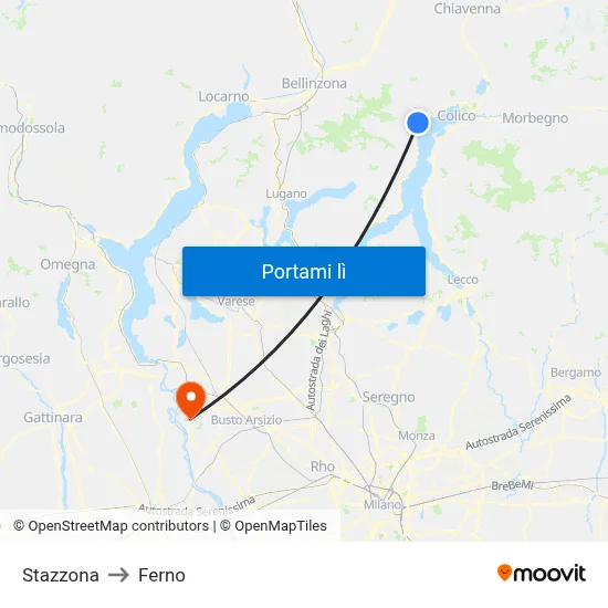 Stazzona to Ferno map