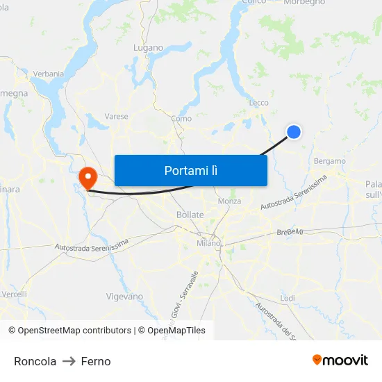 Roncola to Ferno map