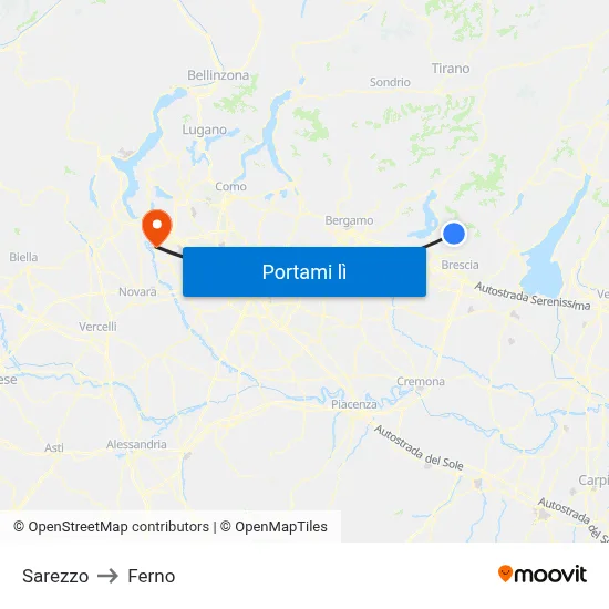 Sarezzo to Ferno map