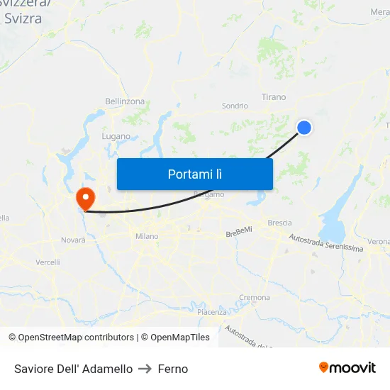 Saviore Dell' Adamello to Ferno map