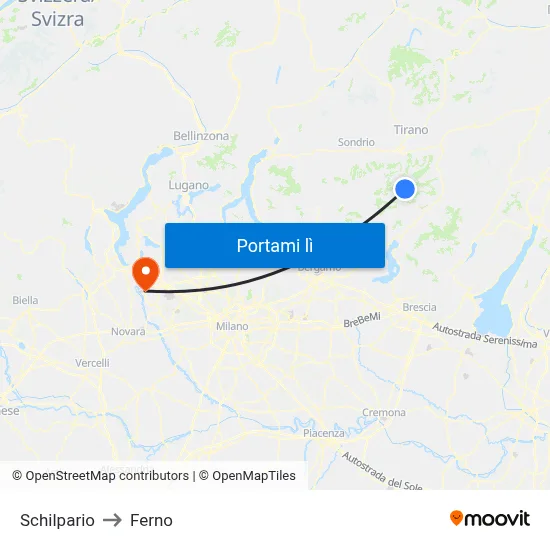 Schilpario to Ferno map