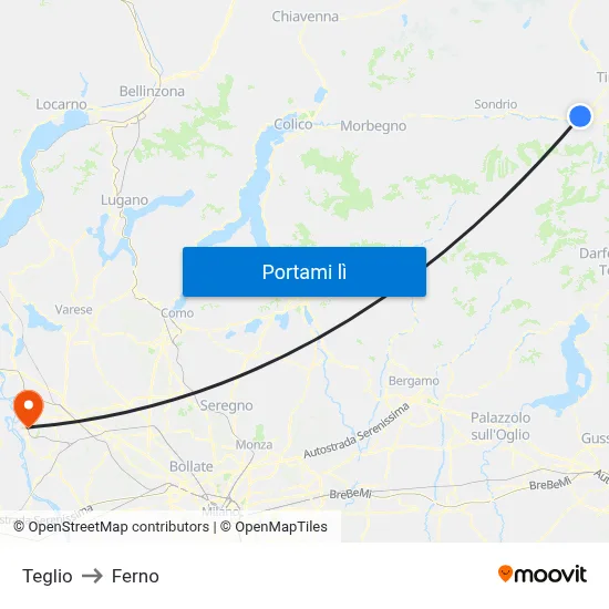 Teglio to Ferno map