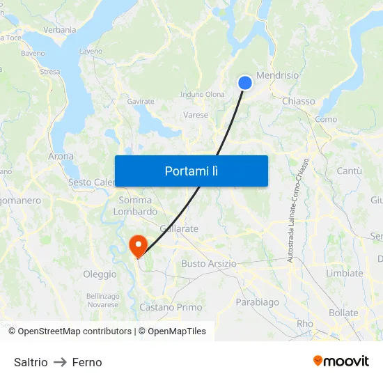 Saltrio to Ferno map