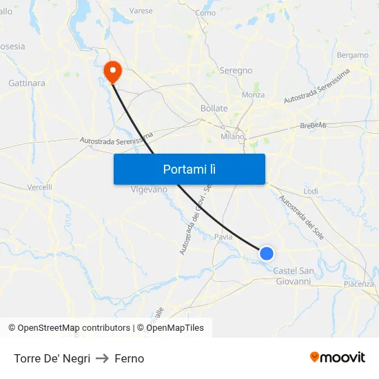 Torre De' Negri to Ferno map