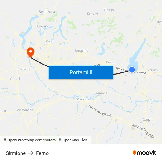 Sirmione to Ferno map