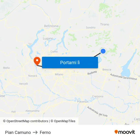 Pian Camuno to Ferno map