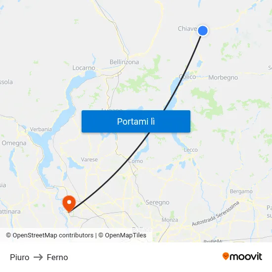 Piuro to Ferno map