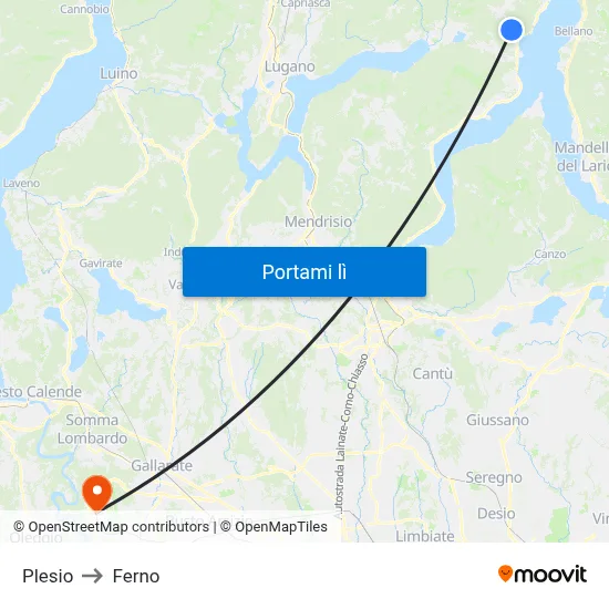 Plesio to Ferno map